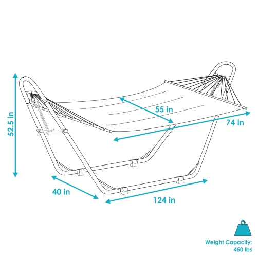Sunnydaze 2-Person Quilted Hammock with Universal Steel Blue Stand - Beach