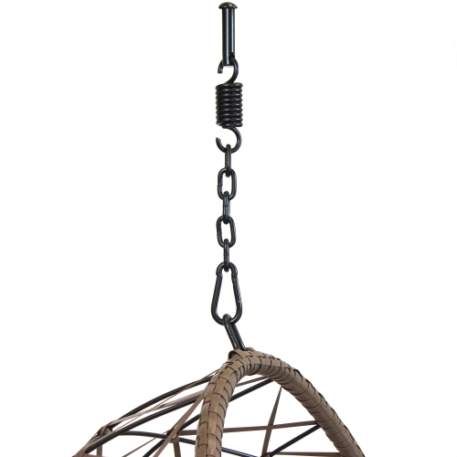 Sunnydaze Resin Wicker Basket Hanging Egg Chair with Cushions - Beige