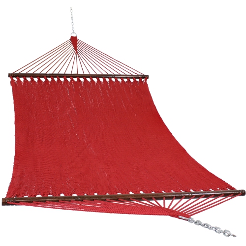 SUNNYDAZE DECOR  Sunnydaze 2-Person Polyester Rope Hammock With Spreader Bars - In Red Love the red color and the size is perfect for the two of us