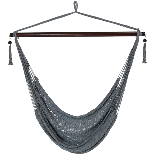 Sunnydaze Extra Large Polyester Rope Hammock Chair with Spreader Bar - Gray