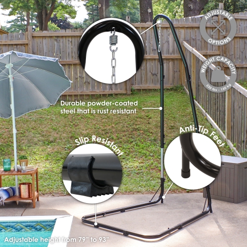 Sunnydaze Powder-Coated Steel Adjustable Hammock Chair Stand - 93 in