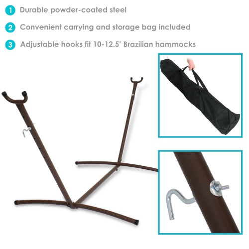 Sunnydaze Steel Hammock Stand with Carrying Case - Bronze - 100 in