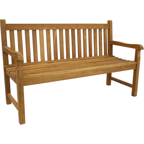 SUNNYDAZE DECOR  Sunnydaze 2-Person Mission Style Solid Teak Wood Outdoor Garden Bench