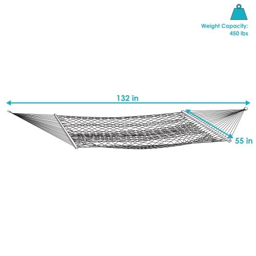 Sunnydaze Large Polyester Rope Hammock with Spreader Bar and Pillow - Brown