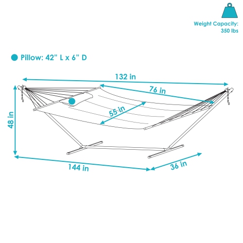 Sunnydaze 2-Person Quilted Fabric Hammock with Steel Stand - Tidal Wave