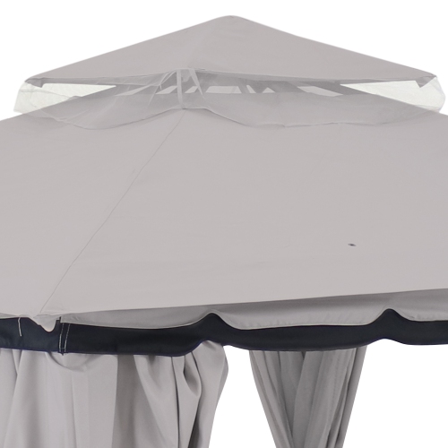 Sunnydaze 10 ft x 10 ft Soft Top Polyester Gazebo with Privacy Wall - Gray