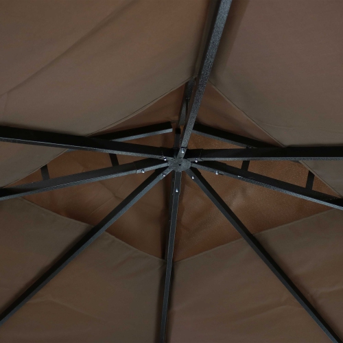 Sunnydaze 10 ft x 10 ft Soft Top Polyester Gazebo with Privacy Wall - Brown