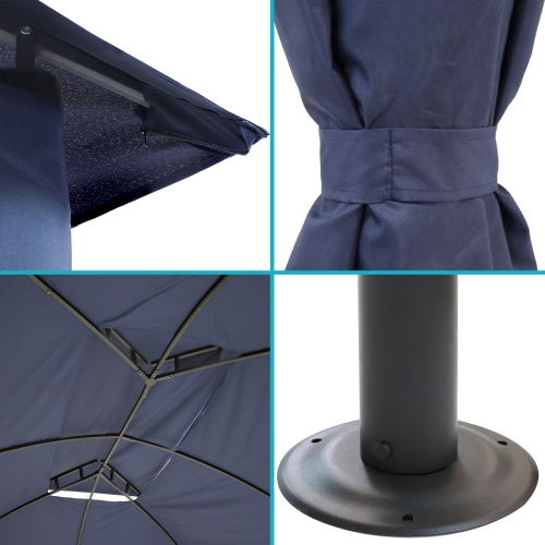 Sunnydaze 10 ft x 13 ft Soft Top Polyester Gazebo with Privacy Wall - Navy