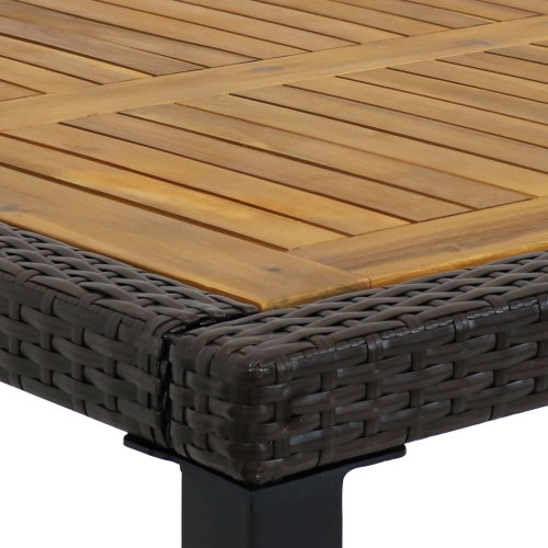 Sunnydaze Carlow Resin Wicker 7-Piece Patio Dining Set - Brown/Blue Stripe