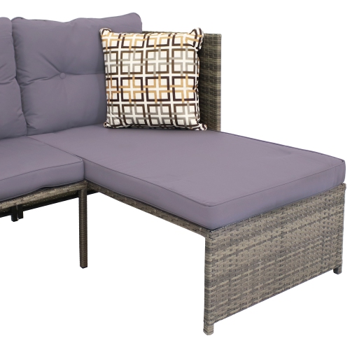 Sunnydaze Longford Rattan Patio Chaise Sofa Sectional Set - Charcoal