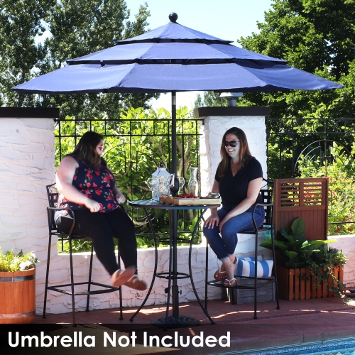 Sunnydaze Scrolling Wrought Iron Patio Bar-Height Table and Chairs - Black