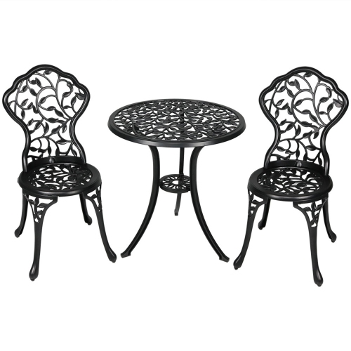 SUNNYDAZE DECOR  Sunnydaze Cast Aluminum 3-Piece Patio Bistro Set - In Black Love the set