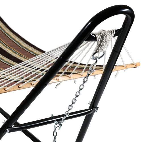 Sunnydaze 2-Person Quilted Hammock with Universal Steel Stand - Sandy Beach