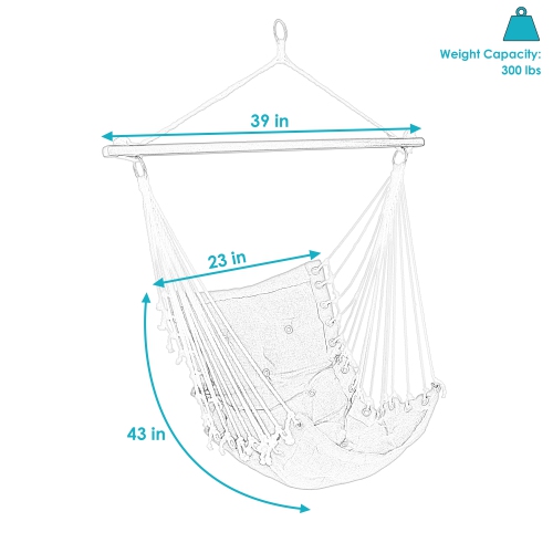 Sunnydaze Polyester Fabric Victorian Hammock Chair with Cushion - Gray