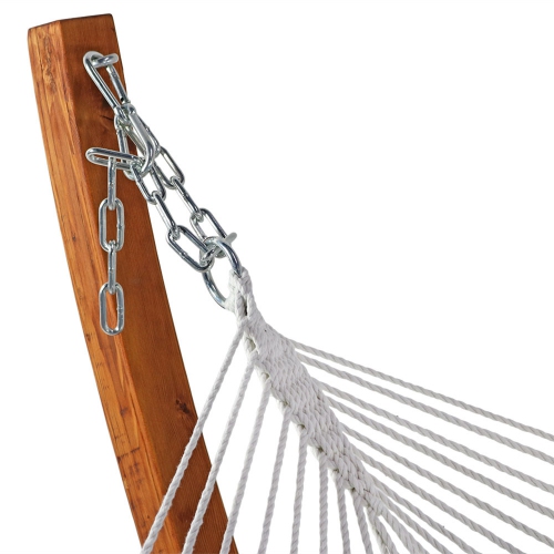 Sunnydaze 2-Person Quilted Hammock with Curved Wooden Stand - Blue/Green