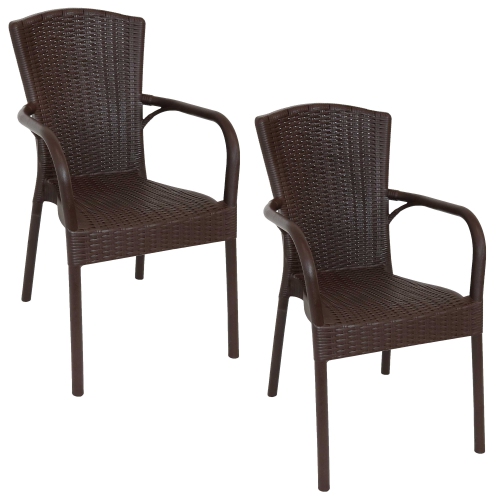SUNNYDAZE DECOR  Sunnydaze Segesta All-Weather Plastic Patio Armchair - Wenge - Set Of 2 Great comfortable chairs and a great company to order from