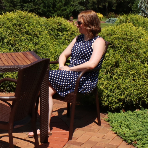 Sunnydaze Segesta All-Weather Plastic Patio Armchair - Wenge - Set of 2