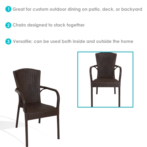 Sunnydaze Segesta All-Weather Plastic Patio Armchair - Wenge - Set of 2