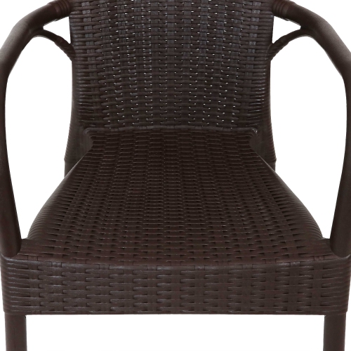 Sunnydaze Segesta All-Weather Plastic Patio Armchair - Wenge - Set of 2