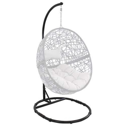 Sunnydaze Rounded Base Powder-Coated Steel Egg Chair Stand - 76 in