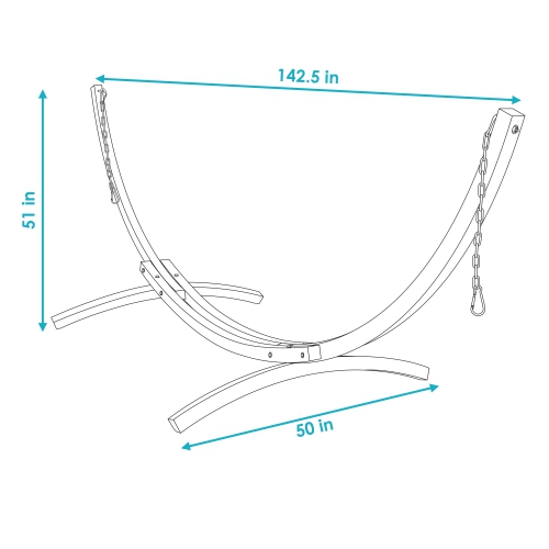 Sunnydaze Curved Wooden Arc Hammock Stand with Hooks and Chains - 12 ft