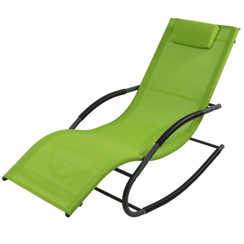 SUNNYDAZE DECOR  Sunnydaze Sling Outdoor Rocking Wave Lounger With Pillow - In Green [This review was collected as part of a promotion