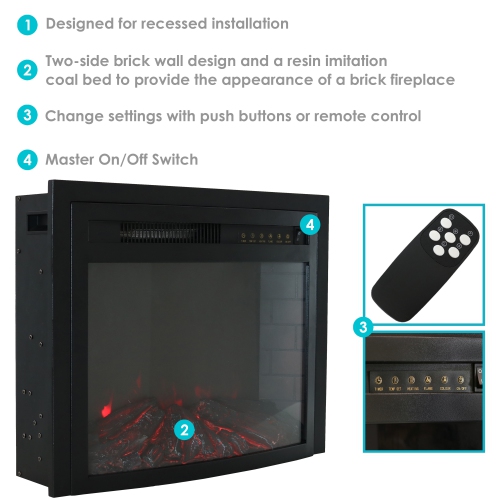 Sunnydaze 23 in Cozy Warmth Indoor Electric Fireplace Insert - Black