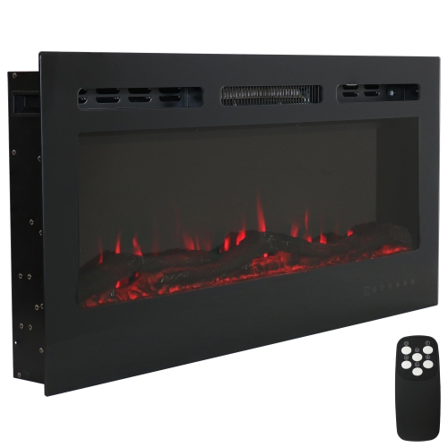 SUNNYDAZE DECOR  Sunnydaze 40 In Modern Flame Mounted Indoor Electric Fireplace - In Black