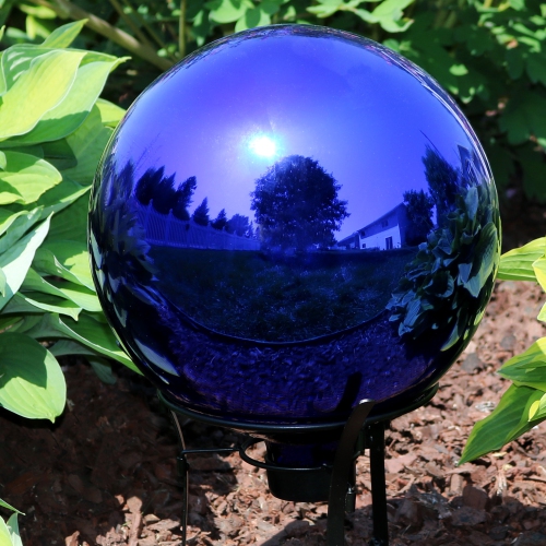 Sunnydaze Blue Mirrored Surface Gazing Globe - 10 in - Set of 2
