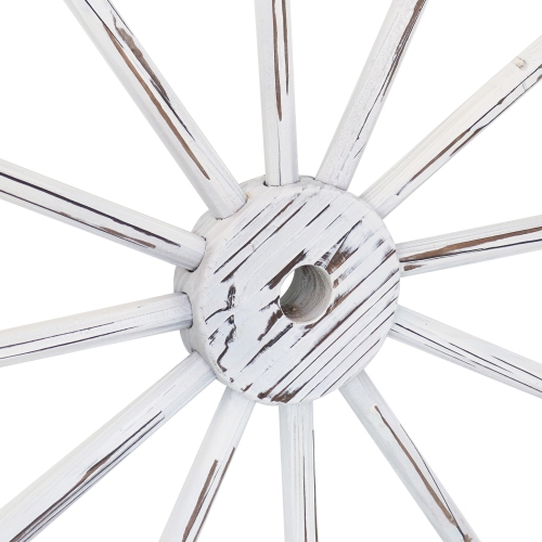 Sunnydaze Wagon Wheel Indoor/Outdoor Statue - 29 in - Set of 2 - White