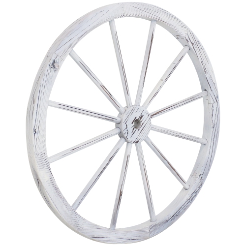 SUNNYDAZE DECOR  Sunnydaze Wagon Wheel Indoor/outdoor Statue - 29 In - In White