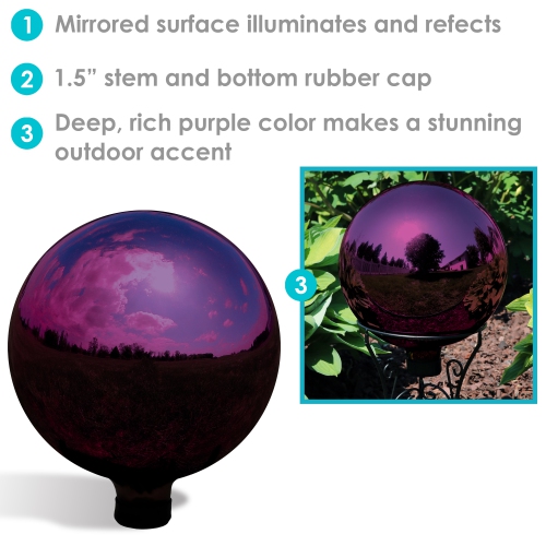 Sunnydaze Merlot Mirrored Surface Gazing Ball Globe - 10 in