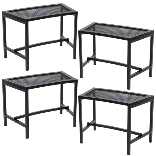 Sunnydaze Mesh Metal Patio Curved Fire Pit Bench - Black - Set of 4