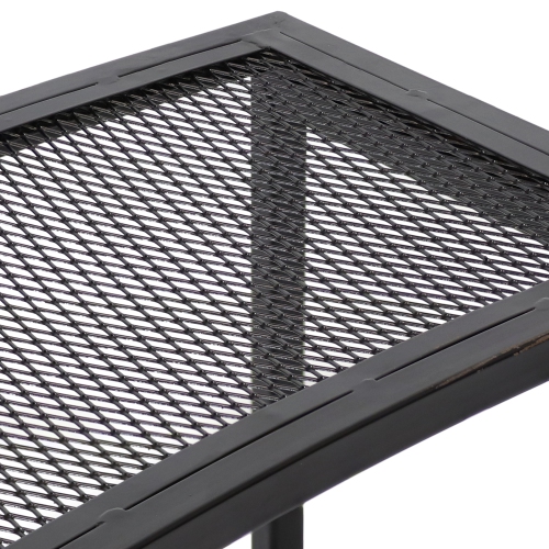 Sunnydaze Mesh Metal Patio Curved Fire Pit Bench - Black - Set of 4