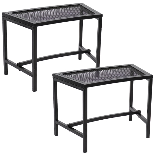 SUNNYDAZE DECOR  Sunnydaze Mesh Metal Patio Curved Fire Pit Bench - - Set Of 2 In Black 