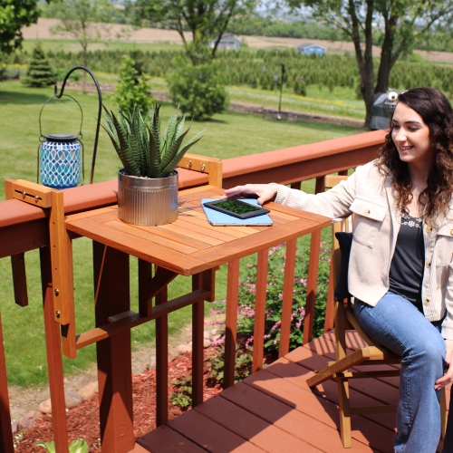 Sunnydaze – Table pliante pour balcon Meranti