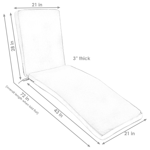 Sunnydaze Indoor/Outdoor Olefin Chaise Lounge Chair Cushion - Red