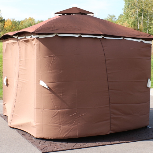 Sunnydaze 4-Piece Polyester Gazebo Sidewall Curtain Set - Brown