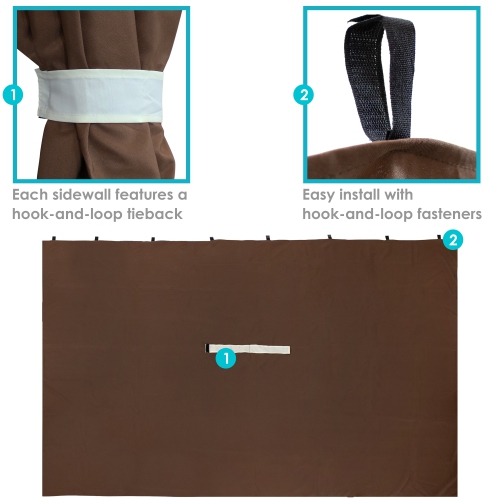 Sunnydaze 4-Piece Polyester Gazebo Sidewall Curtain Set - Brown