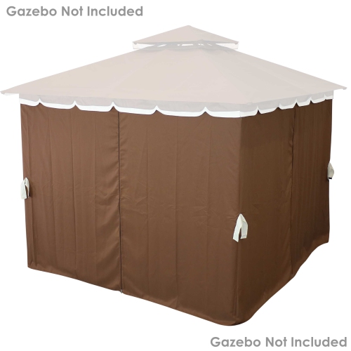Sunnydaze 4-Piece Polyester Gazebo Sidewall Curtain Set - Brown