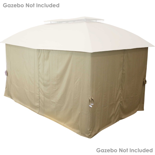 Sunnydaze 4-Piece 10 x 13 ft Polyester Gazebo Sidewall Curtain Set - Tan