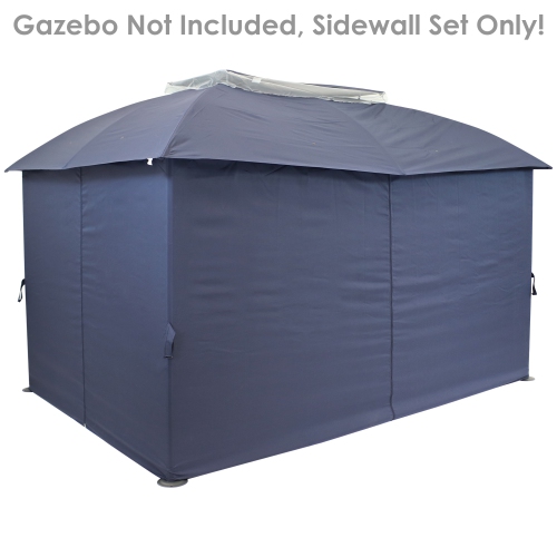 Sunnydaze 4-Piece 10 x 13 ft Polyester Gazebo Sidewall Curtain Set - Navy