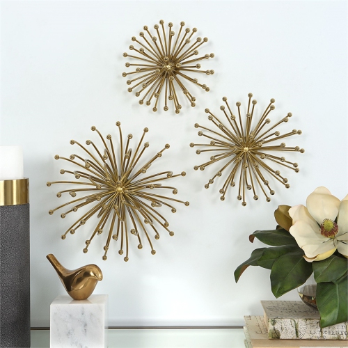 Uttermost Aga Contemporary Metal Wall Decor in Plated Gold
