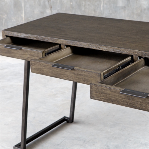 Uttermost Comrade Contemporary Wood and Metal Desk in Woodtone Gray