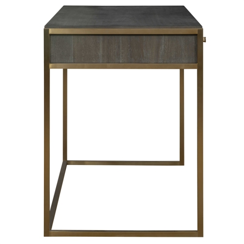 Uttermost Taja Modern Wood and Stainless Steel Writing Desk in Brass/Woodtone