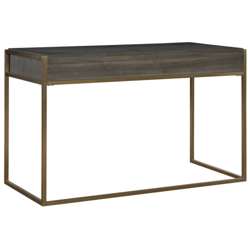 Uttermost Taja Modern Wood and Stainless Steel Writing Desk in Brass/Woodtone