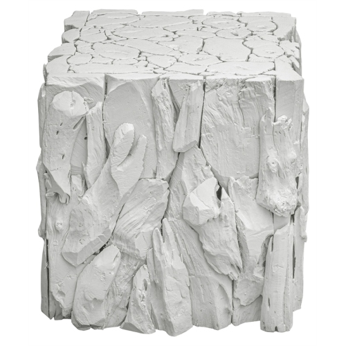 Uttermost Teak Root Farmhouse Teak Wood Bunching Cube in Whitewashed Finish