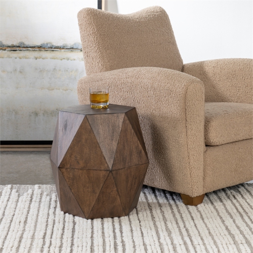Uttermost Volker Contemporary Wood Geometric Accent Table in Woodtone Brown