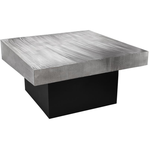 MERIDIAN FURNITURE  Palladium Textured Metal Coffee Table In Chrome