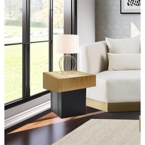 Meridian Furniture Palladium Textured Metal End Table in Gold